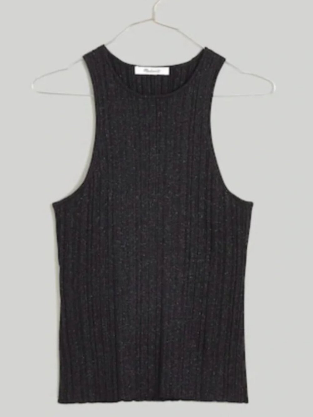 Madewell Ribbed Black Metallic Sleeveless Tank Top M